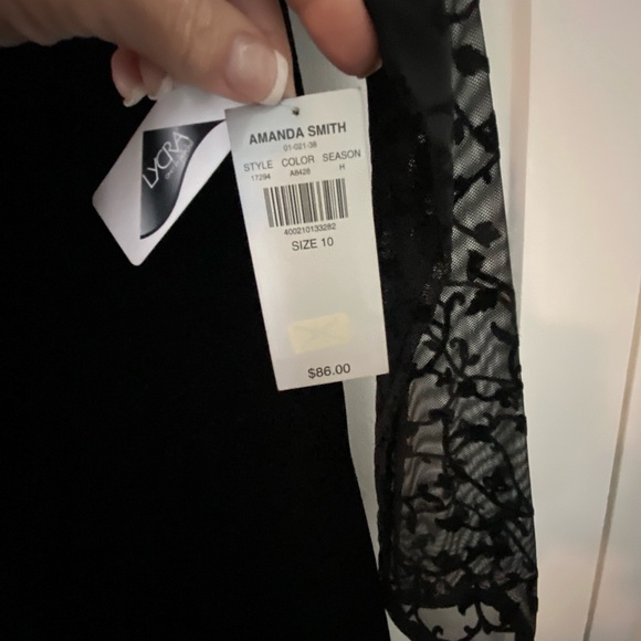 NWT Amanda Smith Black Lace Long-Sleeve Midi Dress - Picture 3 of 3